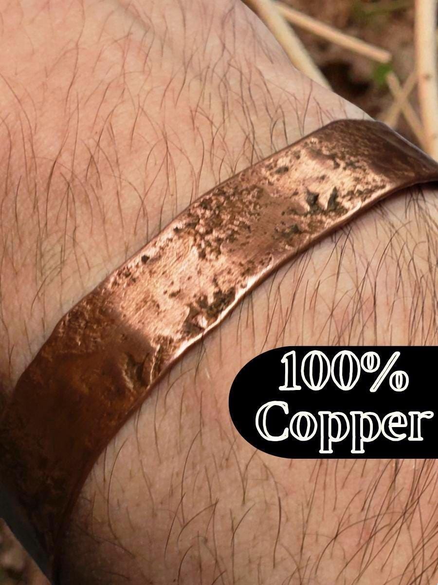 Rustic Copper Bracelet for Men, Copper Cuffs for Men, Anti-Arthritis Wellness Gift, Solid Hammered Copper Cuff, 100% Copper Healing Bracelet  CopperNation7