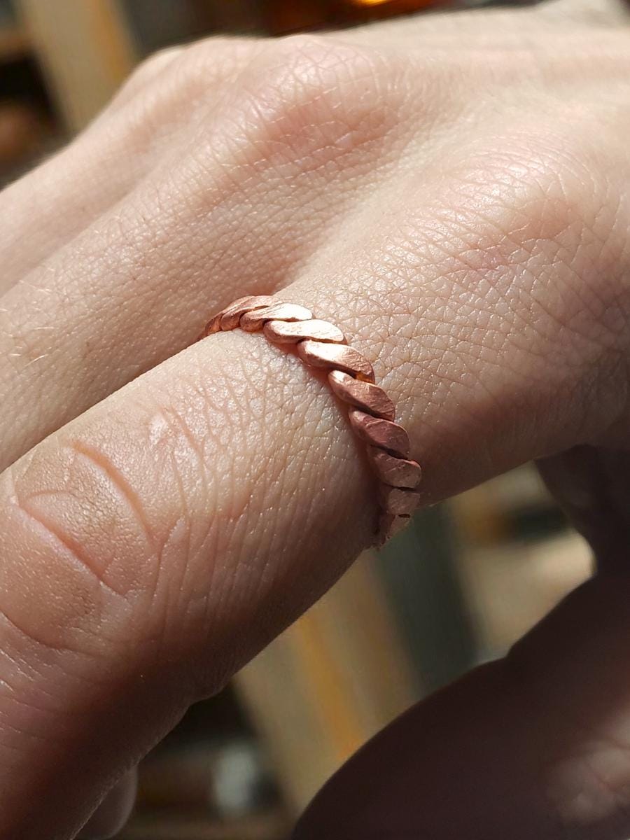 Handmade Copper Ring for Men, Men's Adjustable Wellness Ring, Copper Healing Ring, Simple Gift for Him, Rustic Tensor Band Ring