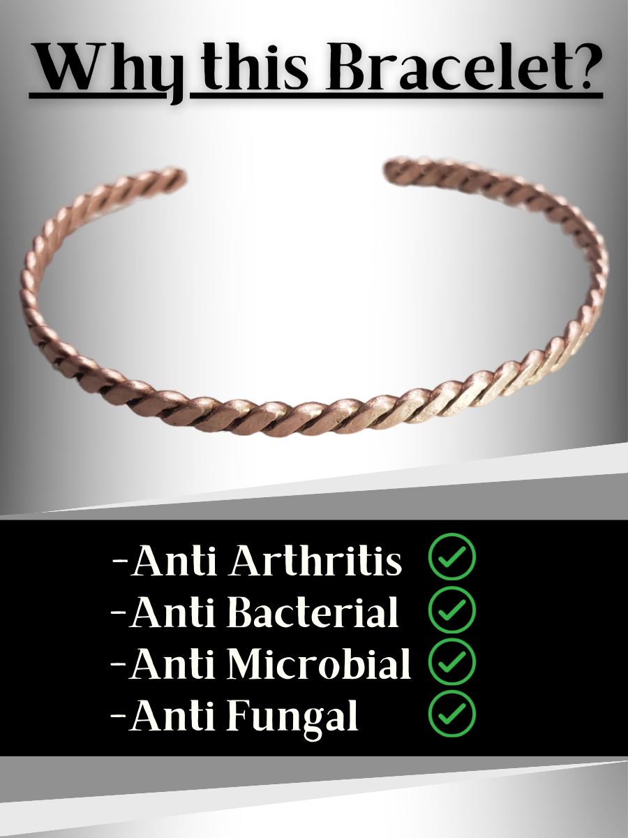 Twisted Copper Healing Bracelet, Anti-Arthritis Copper Cuff, Copper Tensor Wrist Band, Copper Wellness Gift, Copper Tensor Band Bracelet