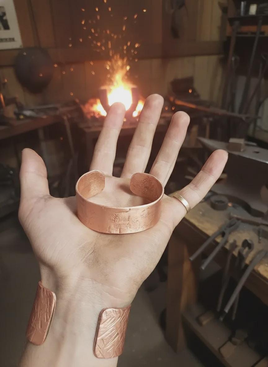 Copper Healing Bracelet for Energy, Wide Copper Healing Cuff, Anti-Arthritis Wellness Gift, Big Copper Bracelet, Solid Copper Wellness Cuff