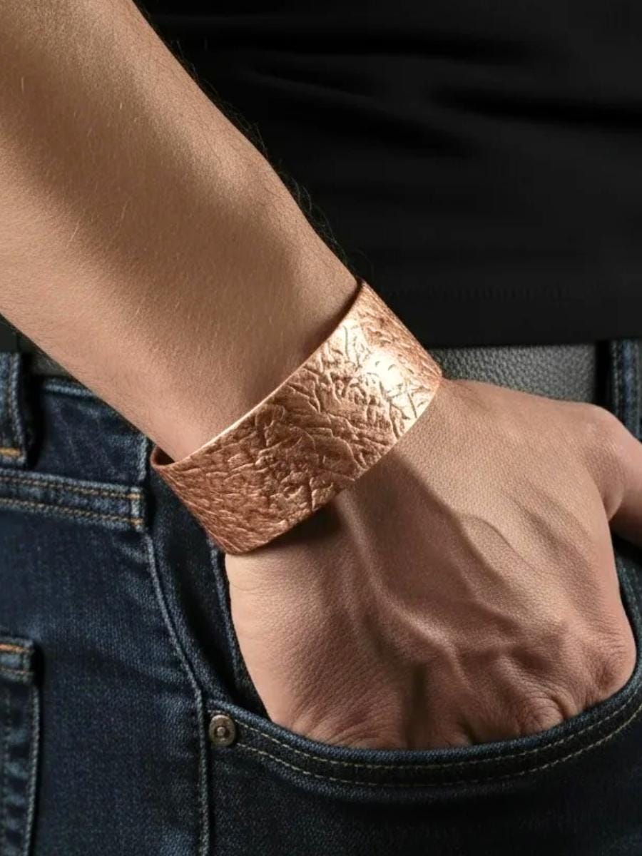 XXL Copper Bracelet for Men, Heavy Copper Cuff, Wide Copper Bangle, Large Anti-Arthritis Bracelet, Big Hammered Copper Healing Bracelet