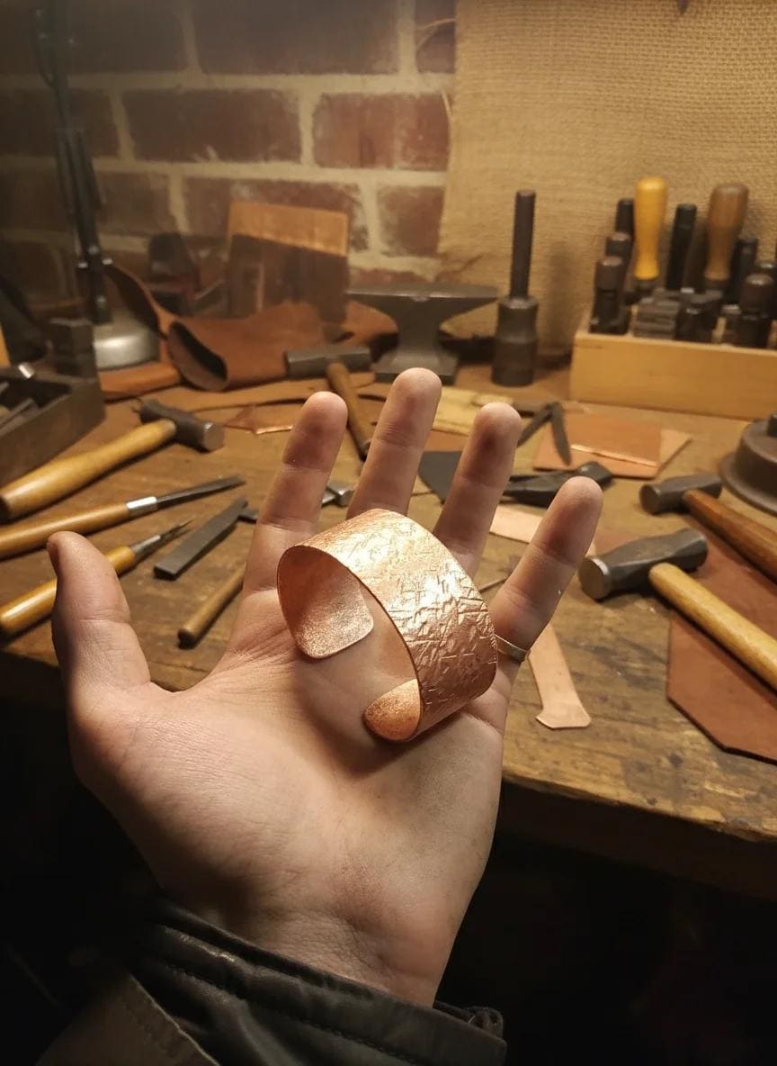 XXL Copper Bracelet for Men, Heavy Copper Cuff, Wide Copper Bangle, Large Anti-Arthritis Bracelet, Big Hammered Copper Healing Bracelet