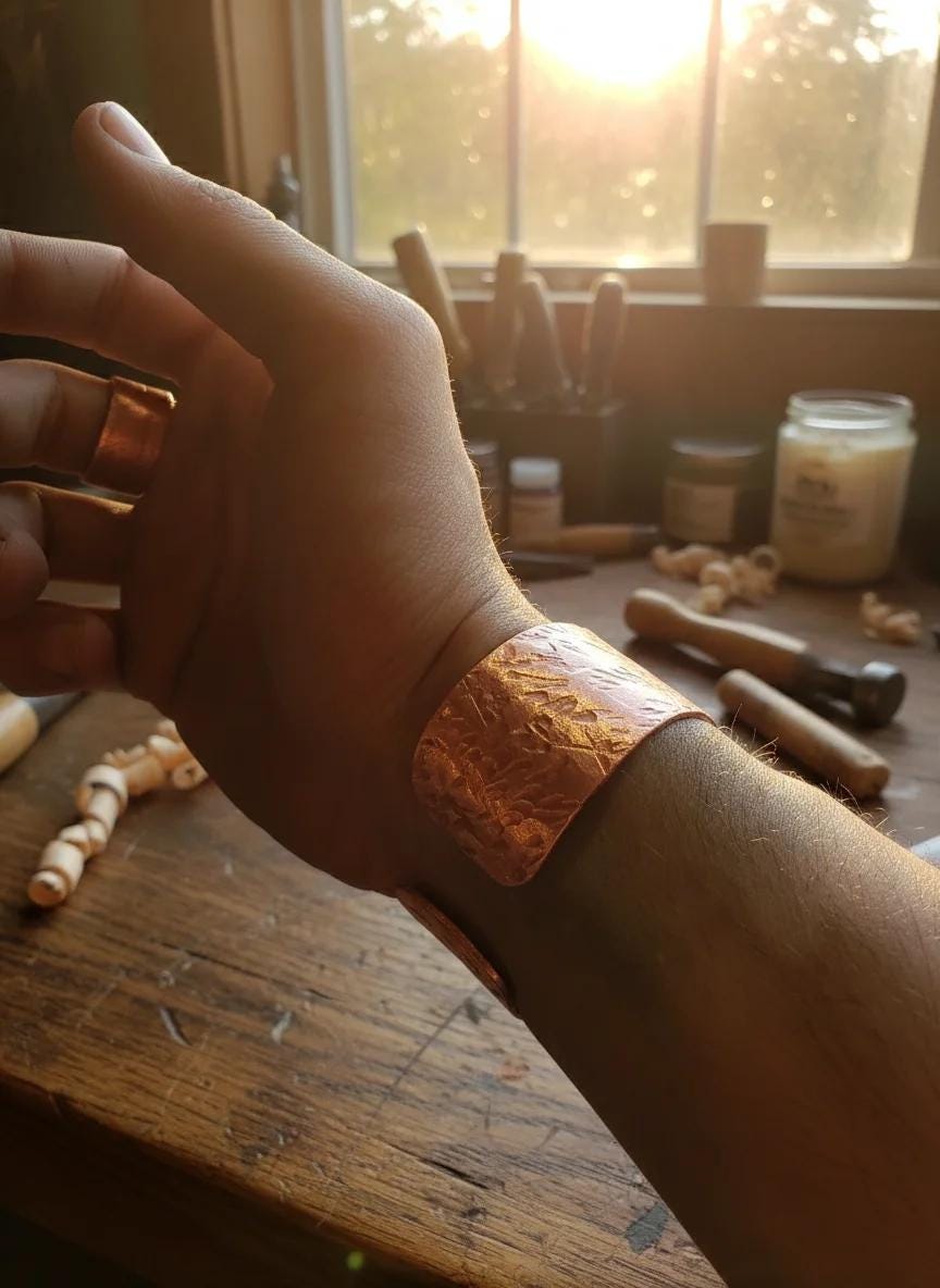 Large Hammered Copper Bracelet, Heavy Copper Cuff, Big Anti-Arthritis Bracelet, Solid Copper Cuff, Wide Handcrafted Copper Healing Bracelet