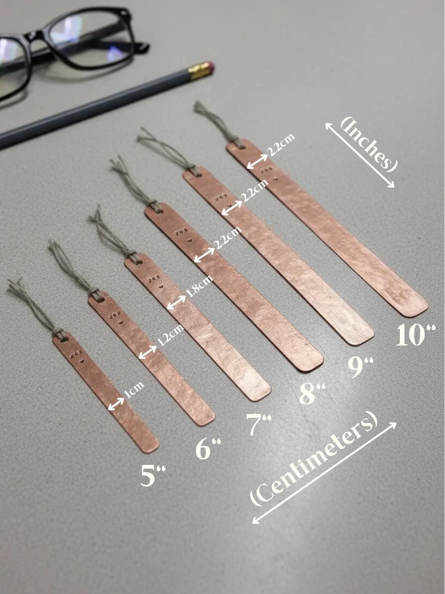 Personalized Copper Bookmark, Rustic Hammered Copper Bookmark, Custom Engraved Bookmark, Copper Book Accessories For Readers