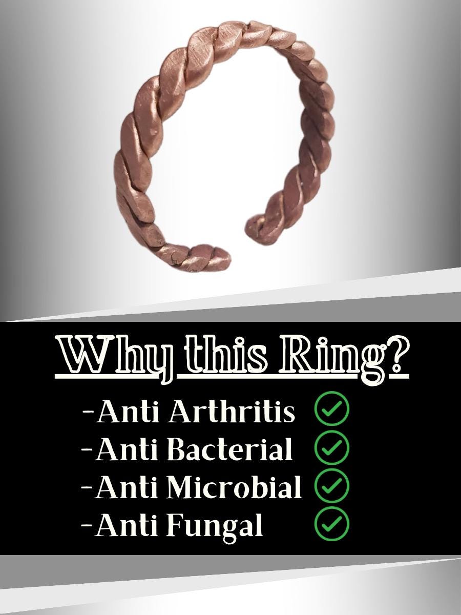 Copper Healing Ring, Adjustable Anti-Arthritis Ring, Copper Wellness Gift, Rustic Viking Ring, Copper Tensor Band Ring