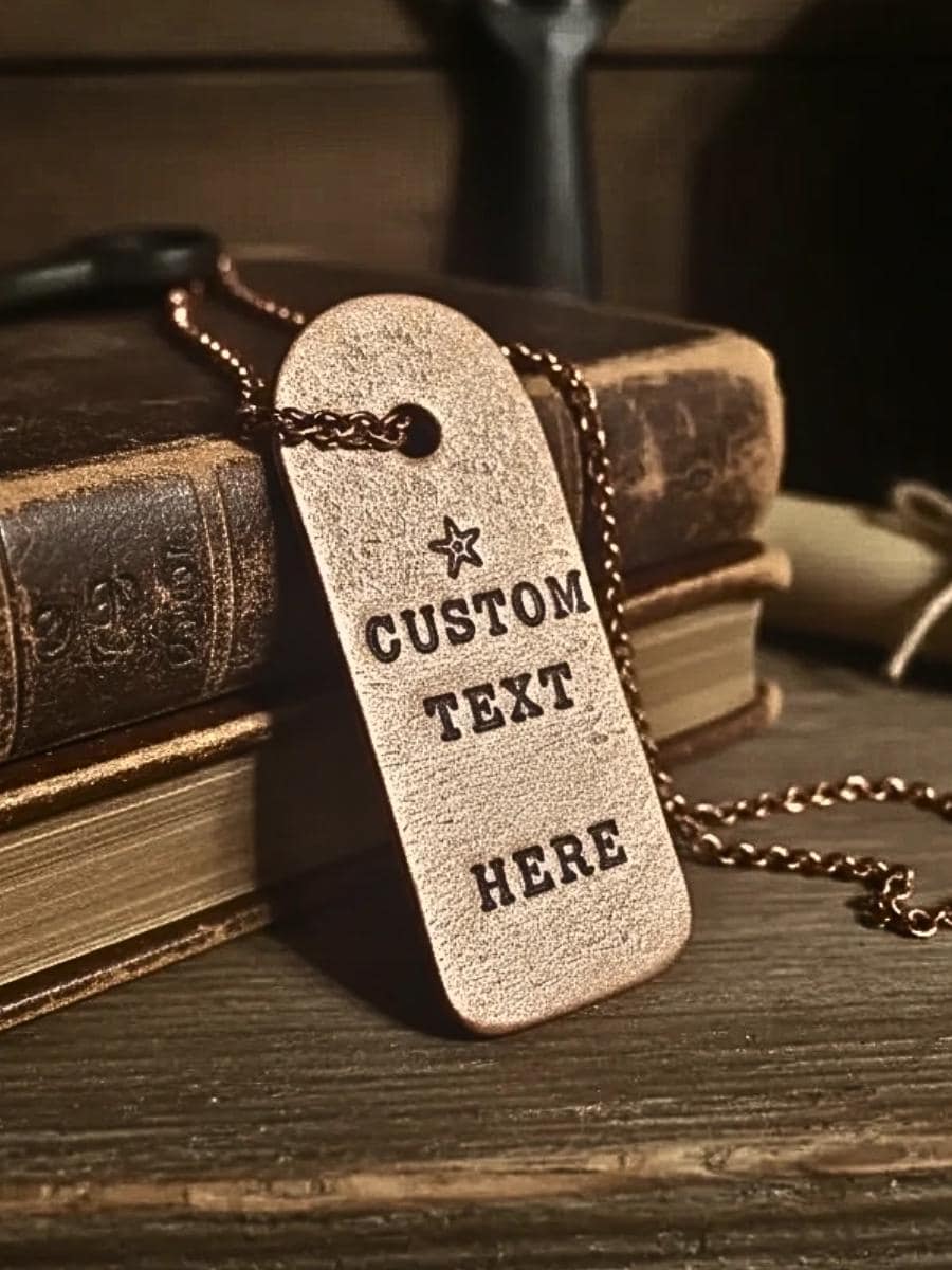 Hand Stamped Copper Tag, Personalized Copper Pendant, Custom Copper Necklace Tag, Custom Army Dog Tag, Rustic Copper Custom Pendant.