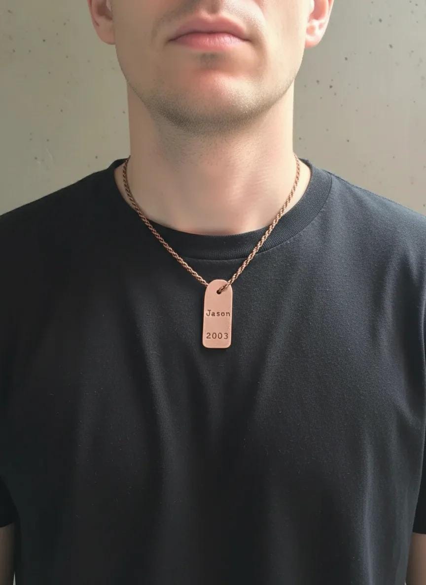 Hand Stamped Copper Tag, Personalized Copper Pendant, Custom Copper Necklace Tag, Custom Army Dog Tag, Rustic Copper Custom Pendant.
