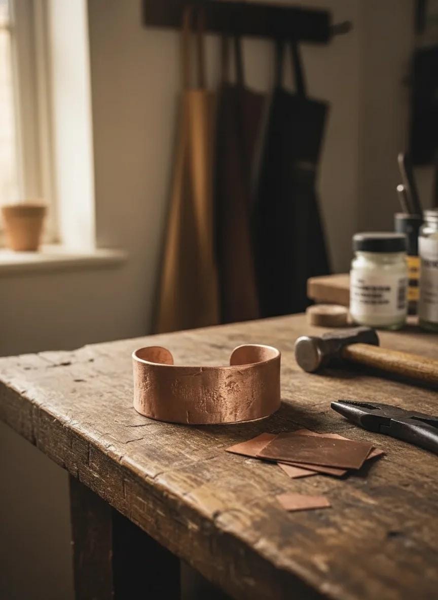 Wide Hammered Copper Bracelet for Men, Heavy Copper Cuff for Men, Thick Copper Arm Bangle, Anti-Arthritis Copper Cuff, Big Copper Bracelet