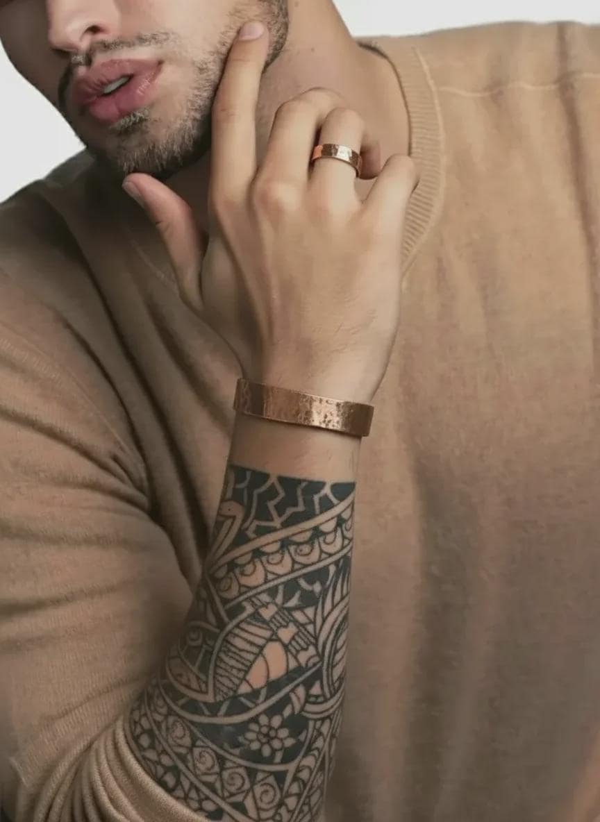 Rough Copper Bracelet for Men, Raw Copper Cuff for Men, Anti-Arthritis Healing Gift, Healing Copper Bangle, Solid Hammered Copper Cuff