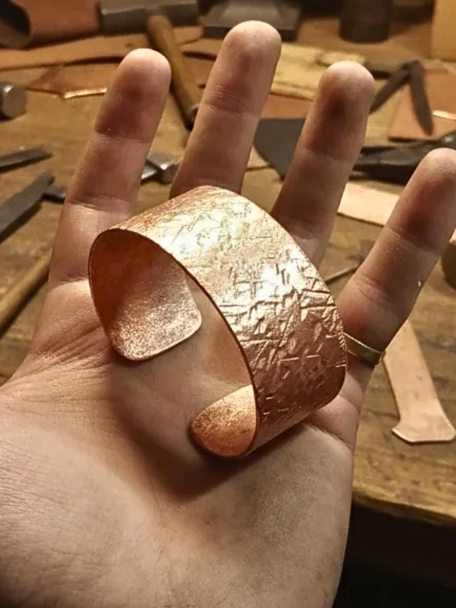 Large Hammered Copper Bracelet, Heavy Copper Cuff, Big Anti-Arthritis Bracelet, Solid Copper Cuff, Wide Handcrafted Copper Healing Bracelet