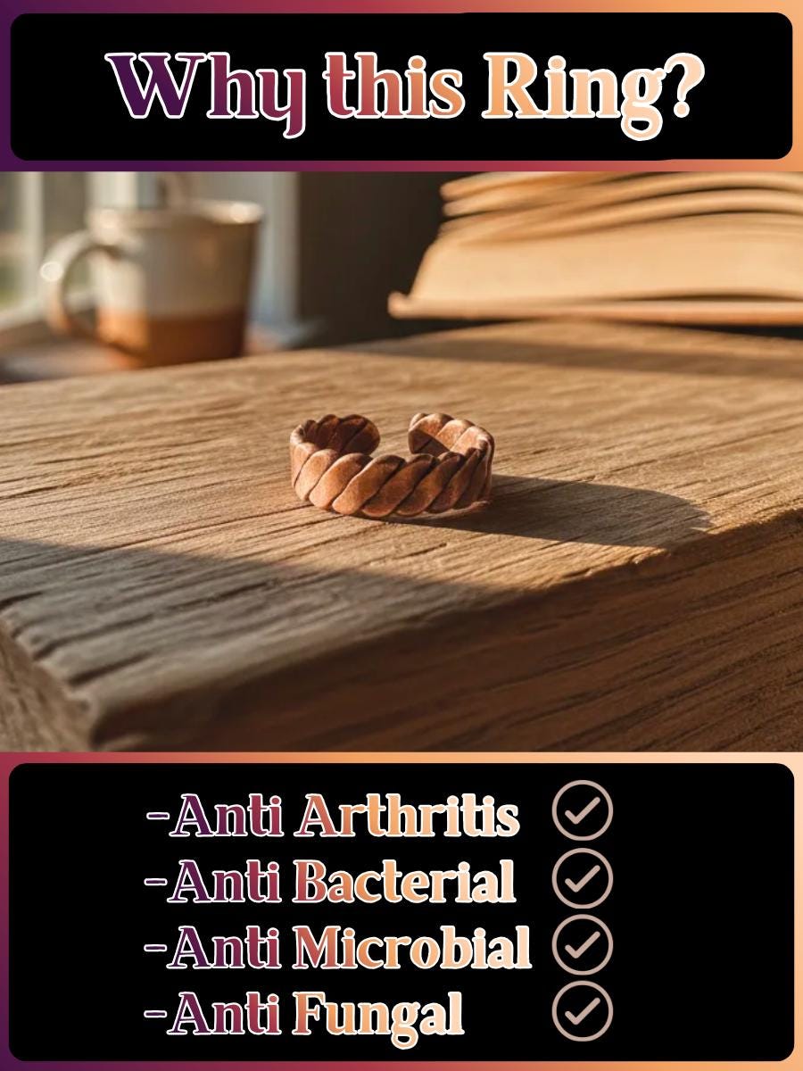 Adjustable Copper Ring for Arthritis, Tensor Healing Ring, Copper Ring Adjustable Size, Tensor Band Ring for Pain Relief