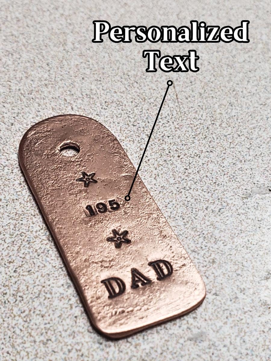 Personalized Copper Army Tag, Custom Text Pendant, Hammered Copper Tag for Necklace, Custom Copper Dog Tag, Rustic Copper Custom Pendant.