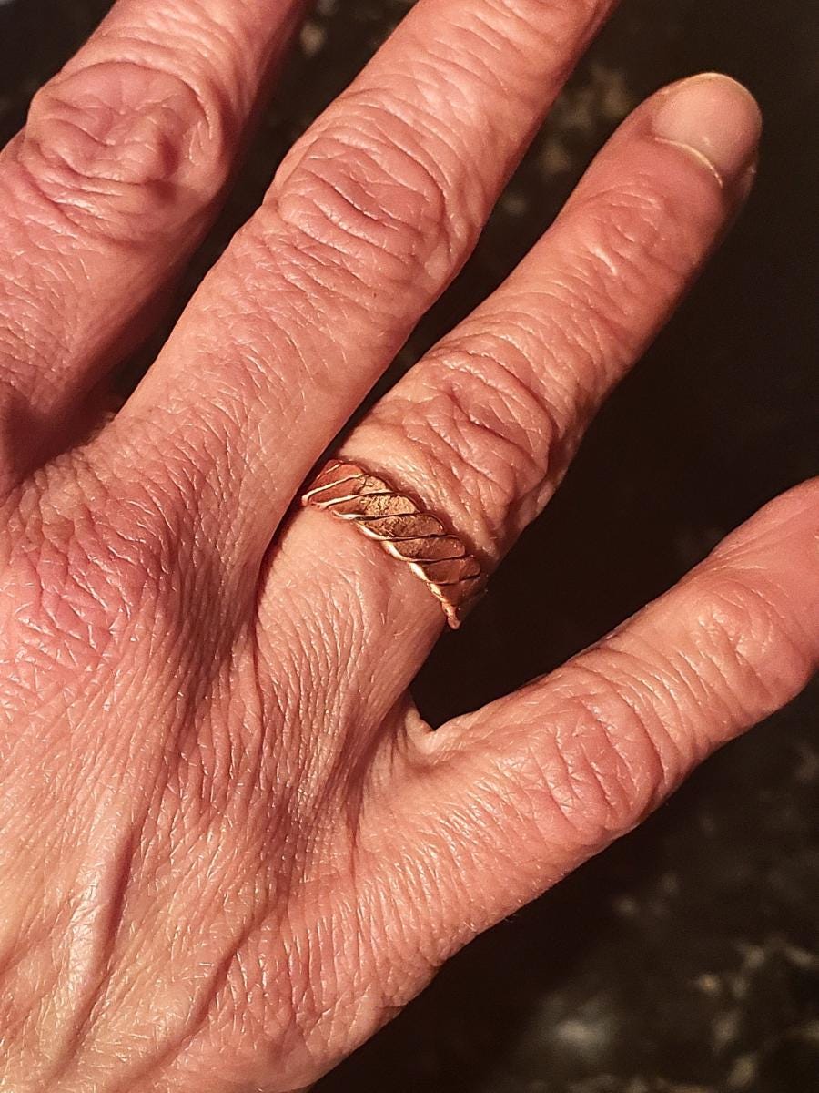 Handcrafted Adjustable Copper Ring, Tensor Healing Band, Arthritis Relief Ring, Anti-Inflammatory Copper Band