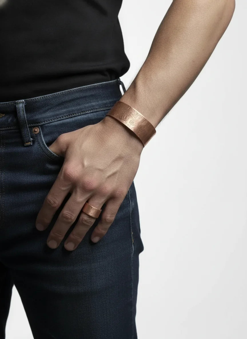 Wide Hammered Copper Cuff